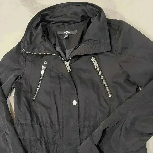 7 For All Mankind Womens XS Water Repellent Tunnel Anorak Jacket Trench Raincoat - Picture 2 of 7